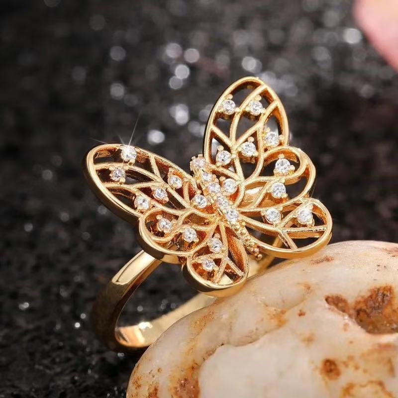 butterfly design micro inlaid zircon ring