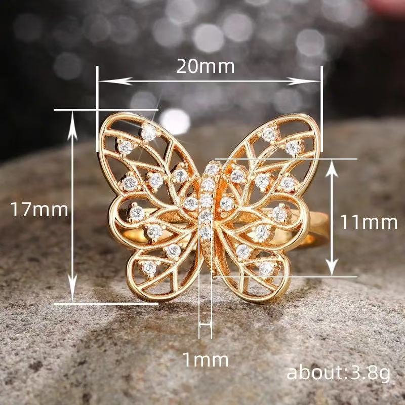 butterfly design micro inlaid zircon ring