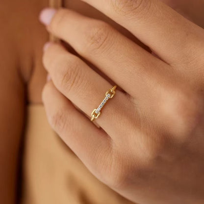 Geometric Line Micro inlaid Zircon Ring