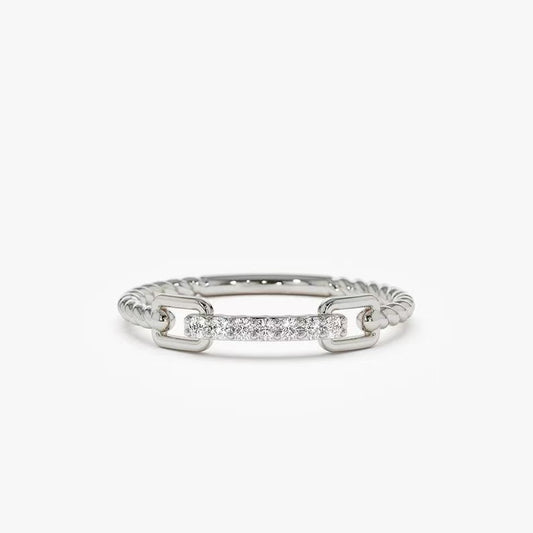 Geometric Line Micro inlaid Zircon Ring