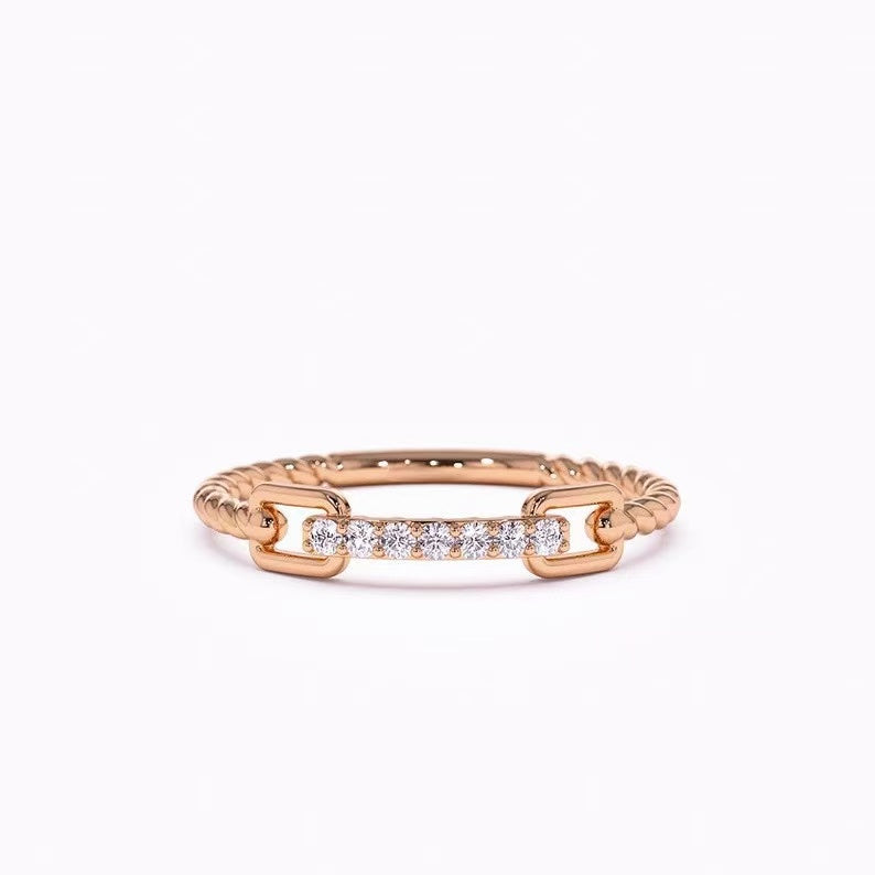 Geometric Line Micro inlaid Zircon Ring