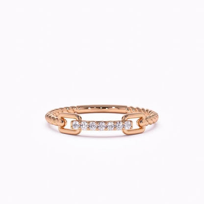 Geometric Line Micro inlaid Zircon Ring