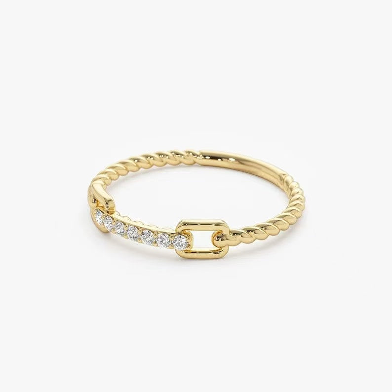 Geometric Line Micro inlaid Zircon Ring