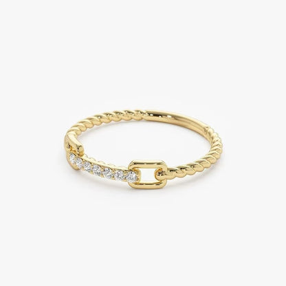Geometric Line Micro inlaid Zircon Ring