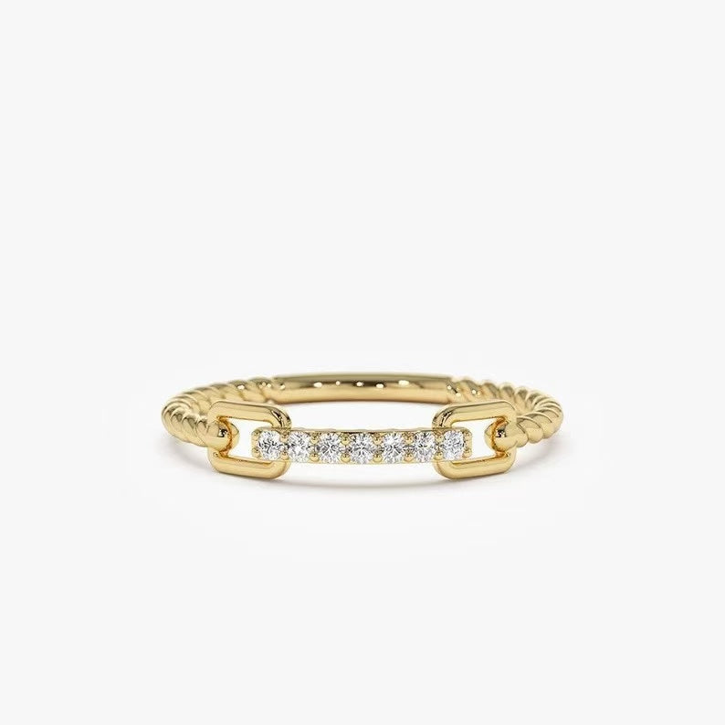 Geometric Line Micro inlaid Zircon Ring