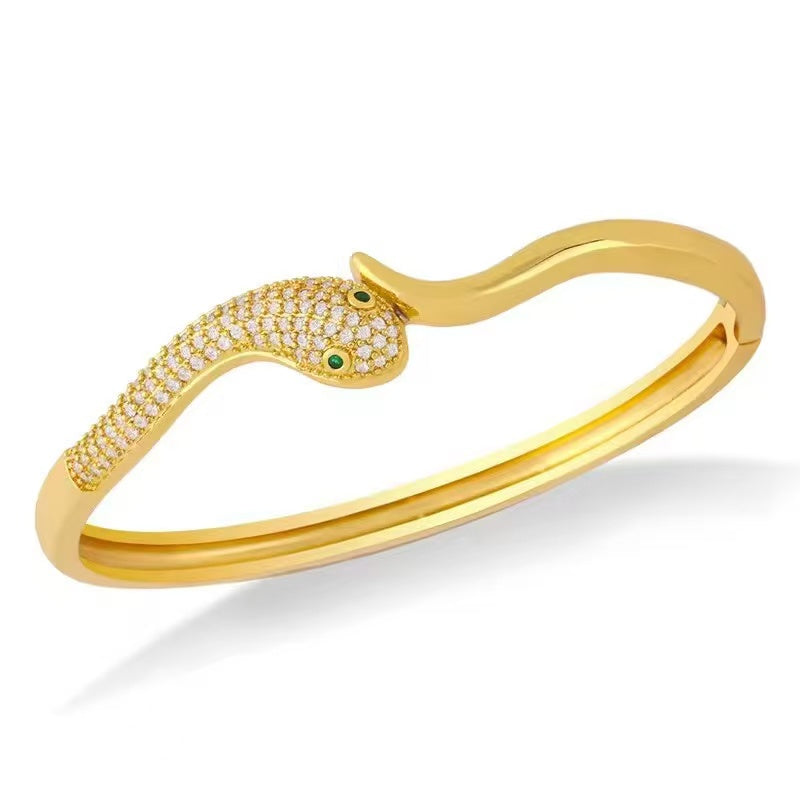 Genuine Gold Plated with Zircon Serpentine Bangle