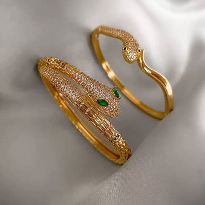 Genuine Gold Plated with Zircon Serpentine Bangle