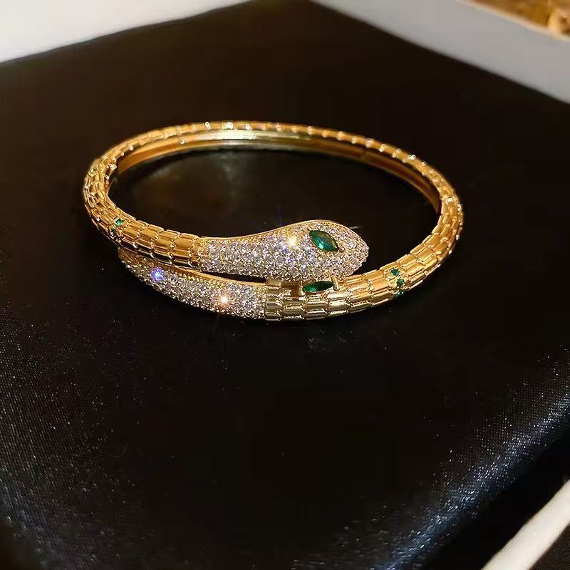 Genuine Gold Plated with Zircon Serpentine Bangle