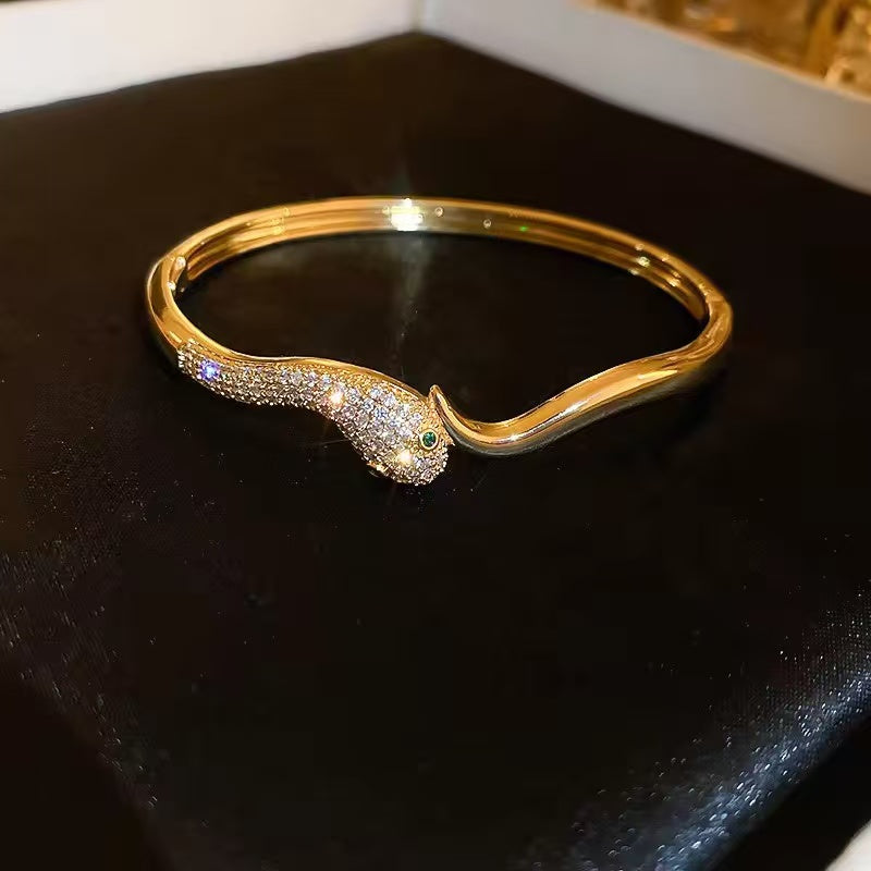 Genuine Gold Plated with Zircon Serpentine Bangle