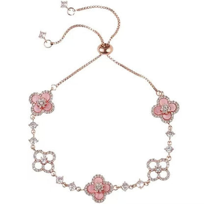 high-quality zircon inlaid lucky clover bracelet
