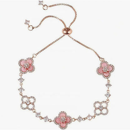 high-quality zircon inlaid lucky clover bracelet