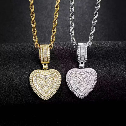 copper gold-plated zircon heart pendant necklace