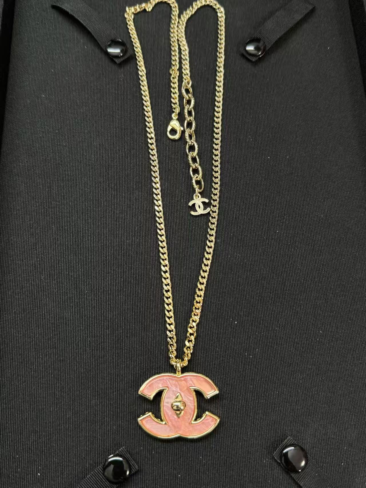 Pink Resin Gold Necklace