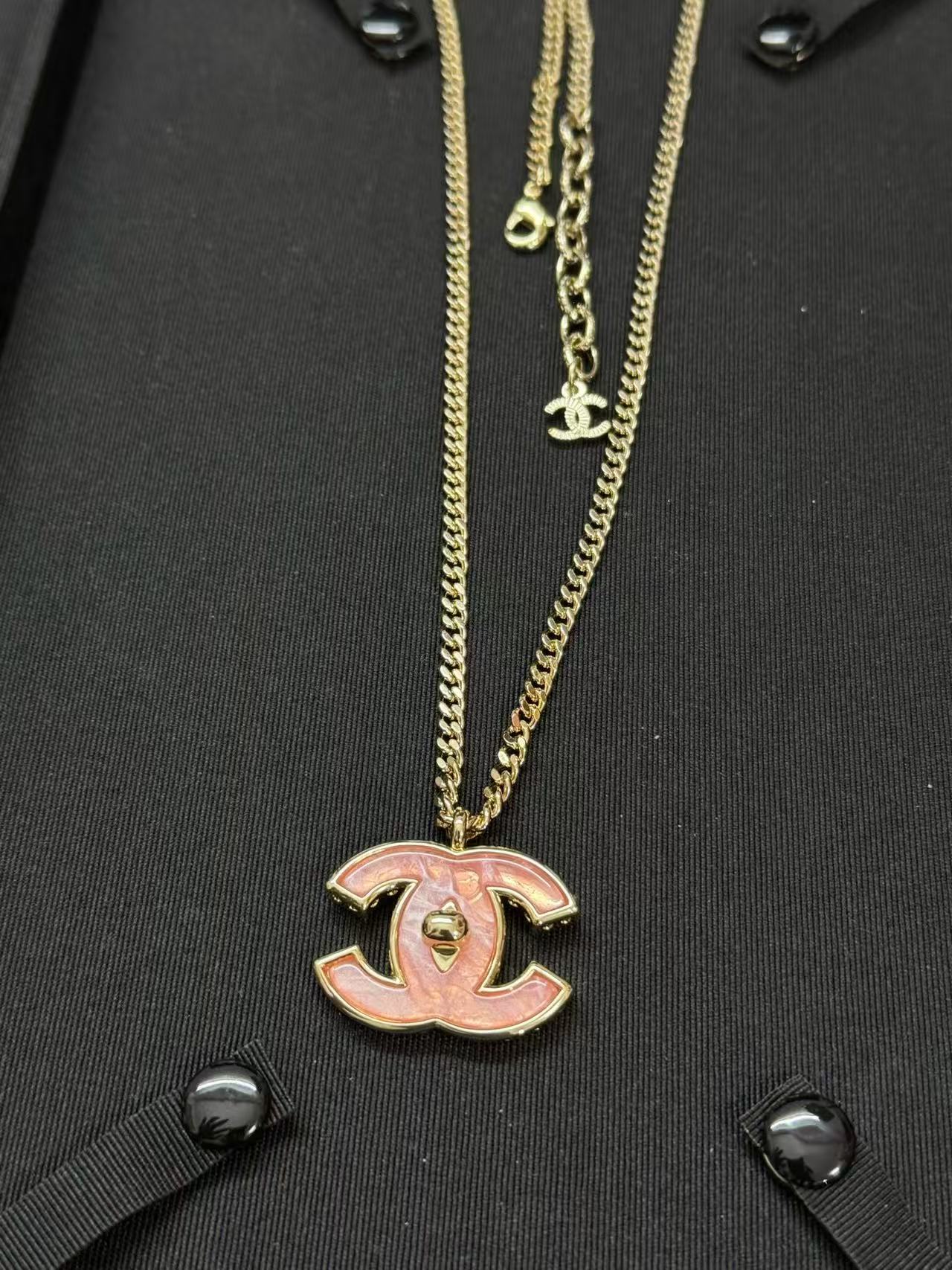 Pink Resin Gold Necklace