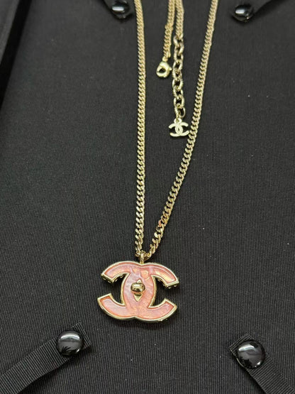 Pink Resin Gold Necklace